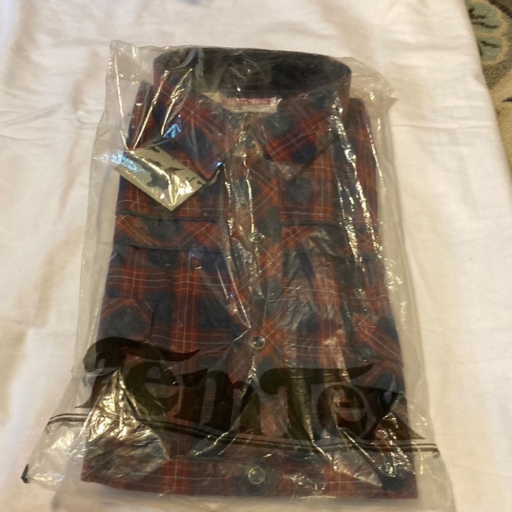 NWOT vintage Tem Tex western shirt blue Pearl snaps size 16 -33